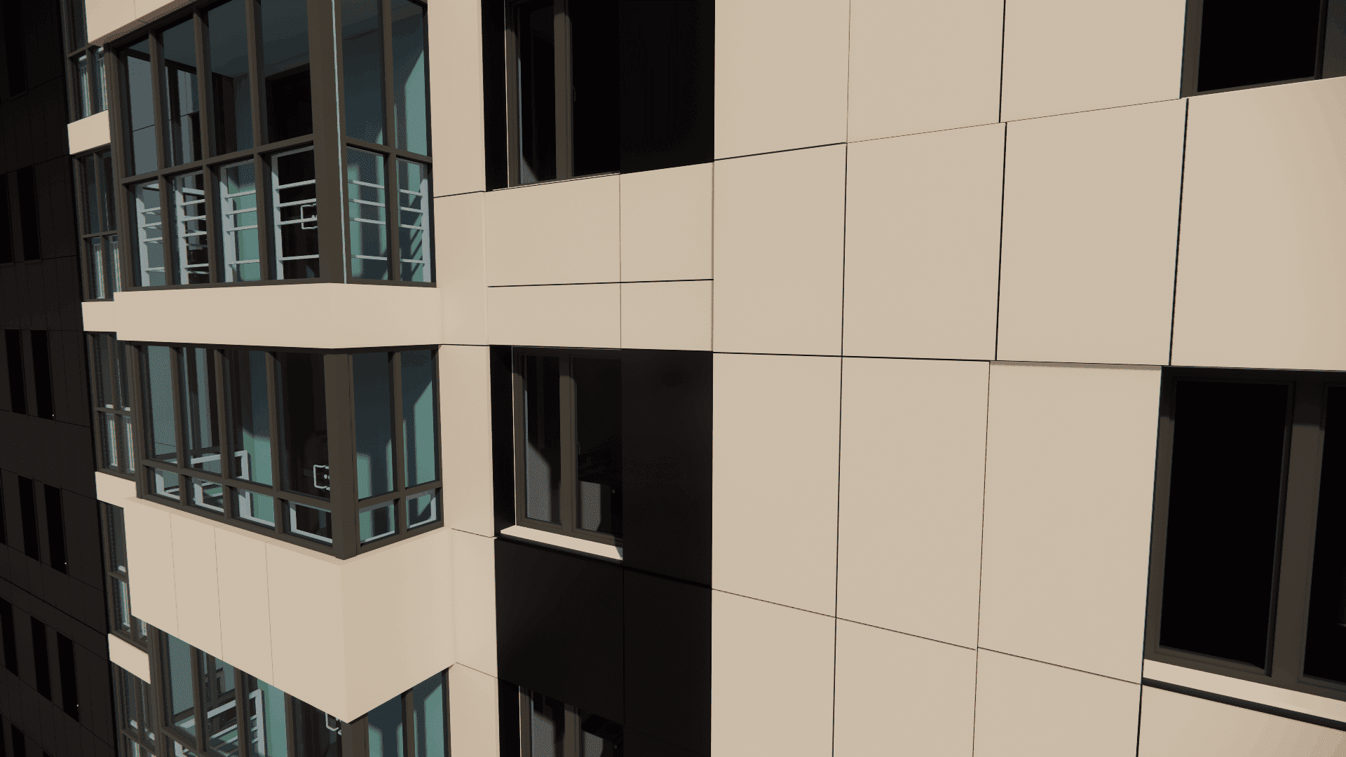 An enlarged view of the facade panel detailing.