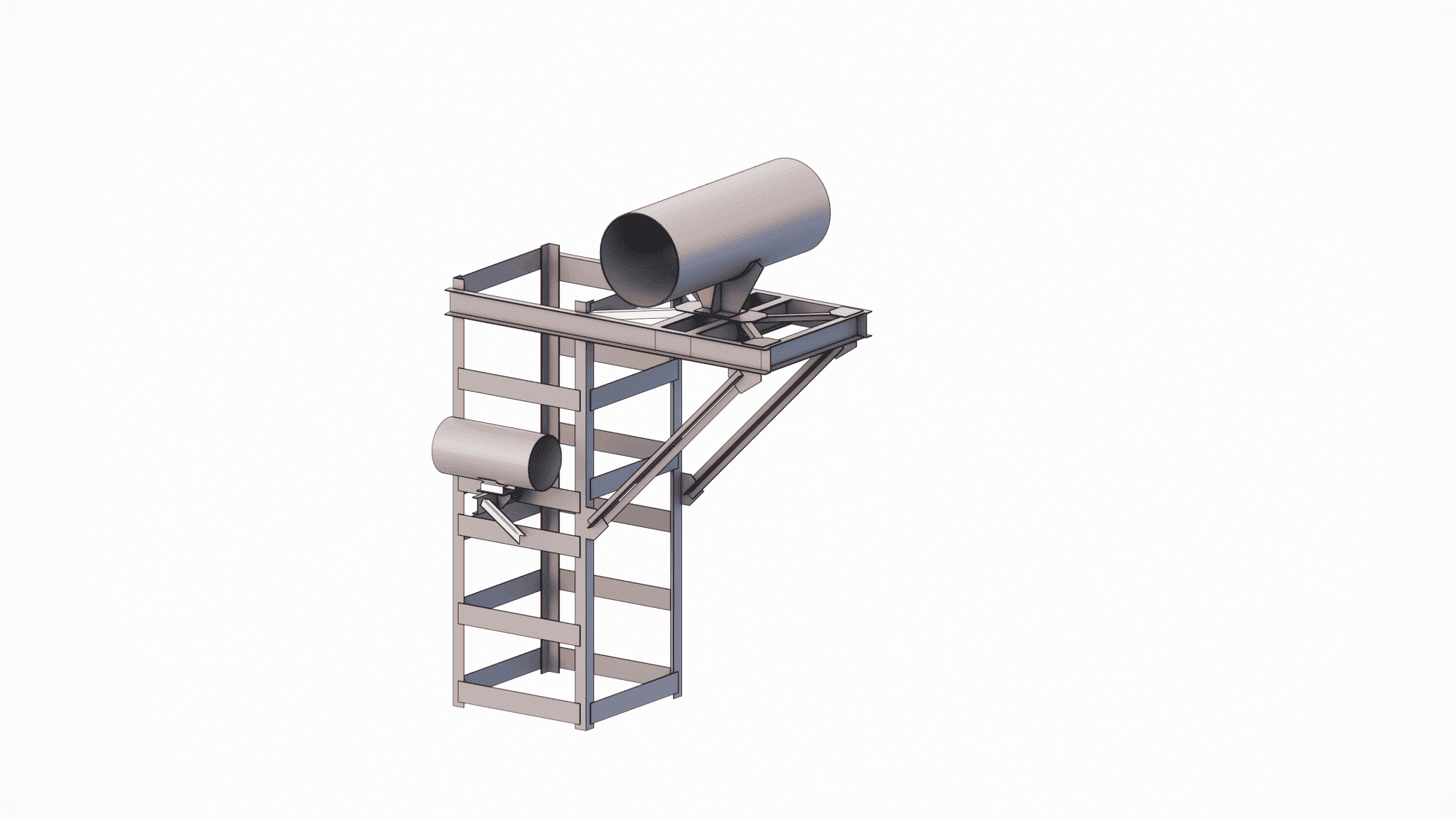 Detailed BIM modeling of secondary steel structures for pipe support and pipe racks in an industrial facility, executed in Tekla