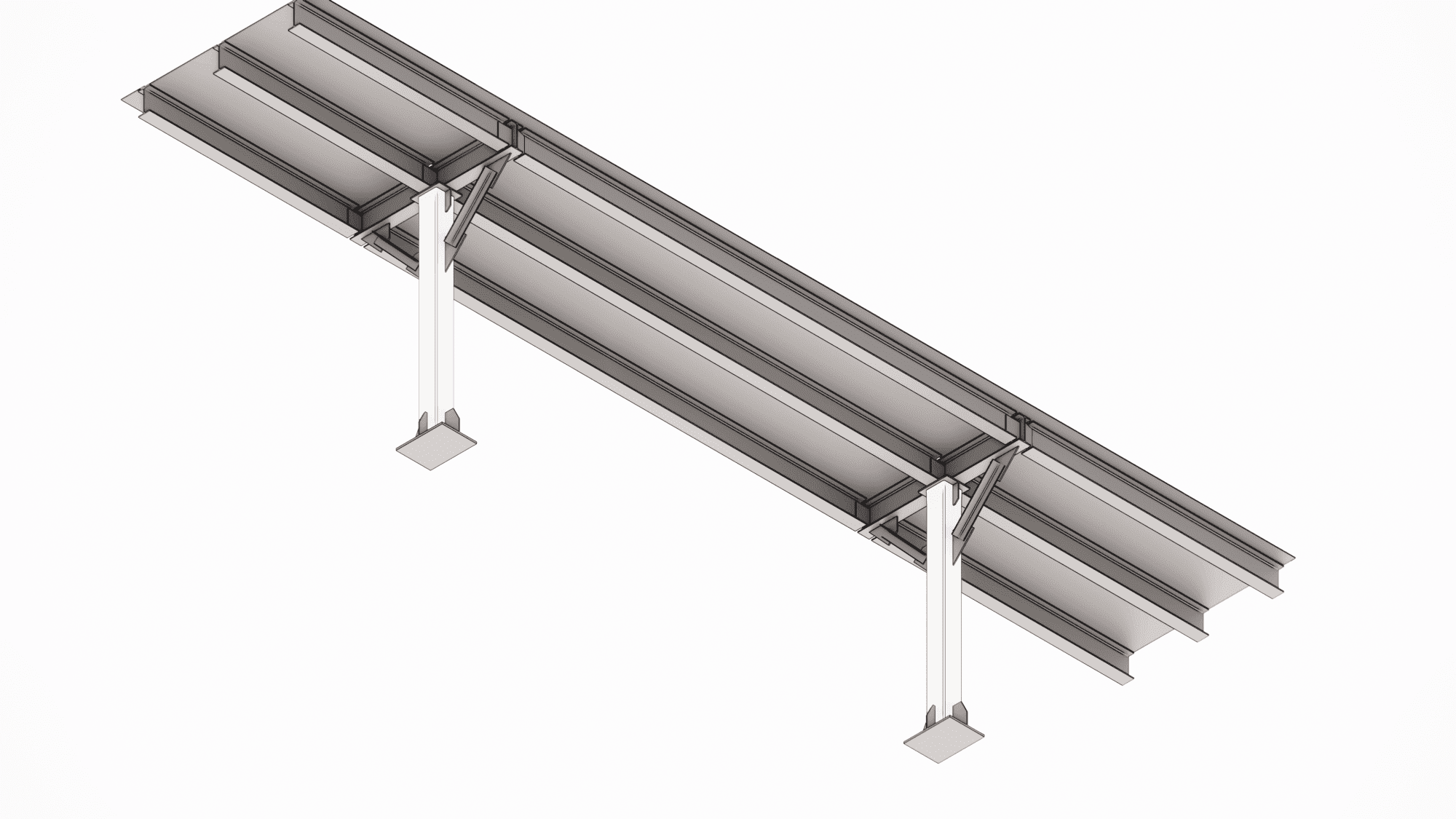 Detailed design and modeling in Tekla of a steel transition catwalk without railings for an internal access route