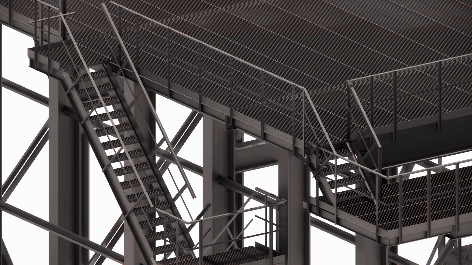 Structural design of straight run stairs and landings for industrial facilities