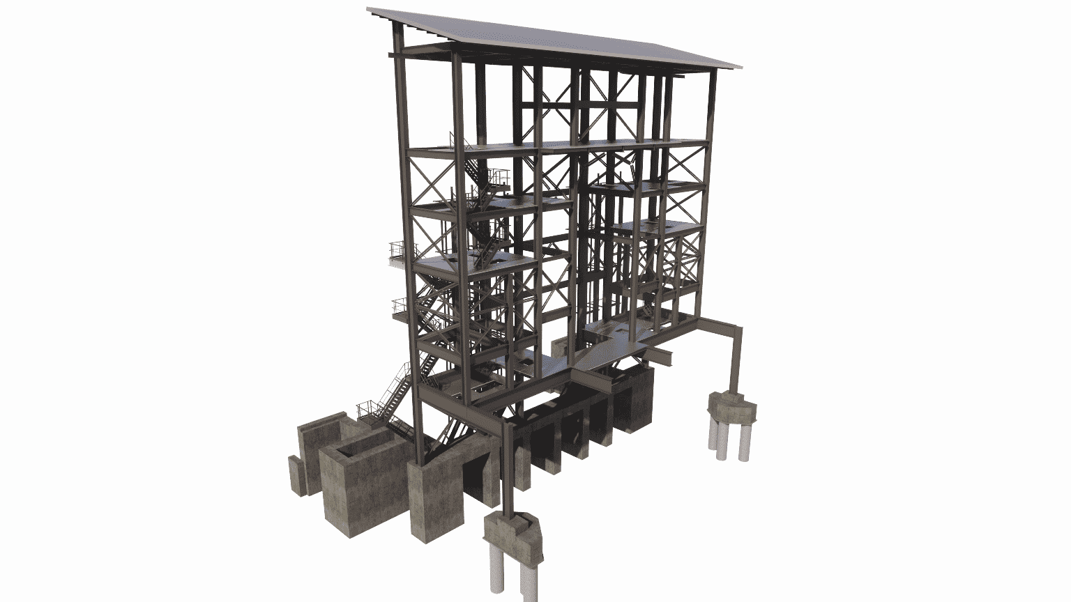Structural design of complex industrial access stairs and multi-level service platforms, ensuring compliance with OSHA/local safety codes