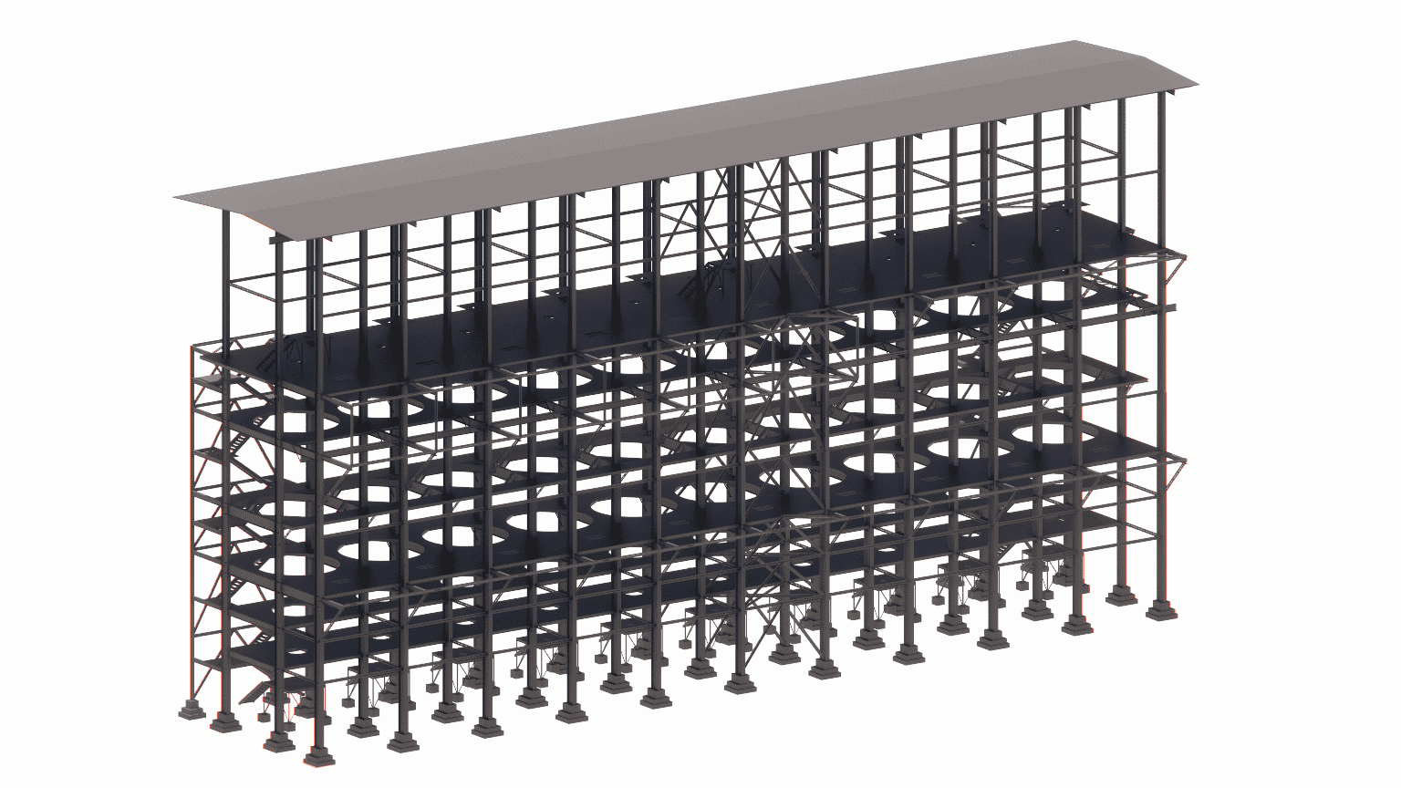 Design and calculation of structures for scrubbers and wet gas cleaning systems, considering corrosive environment and fluid weight