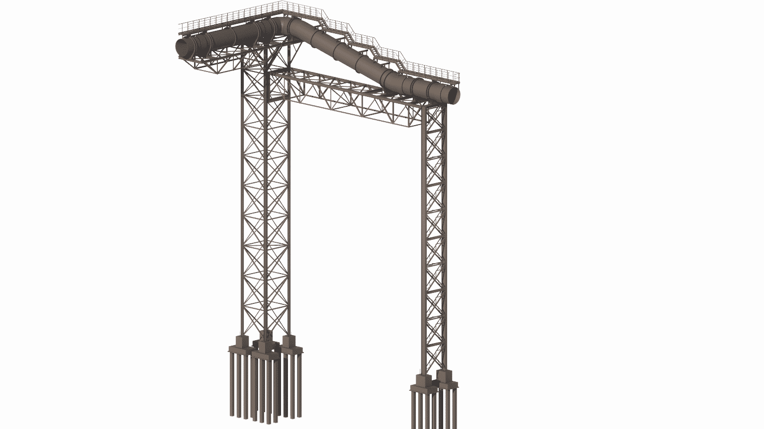 Structural calculation and Tekla modeling of suspended steel structures for a 59-inch diameter gas duct