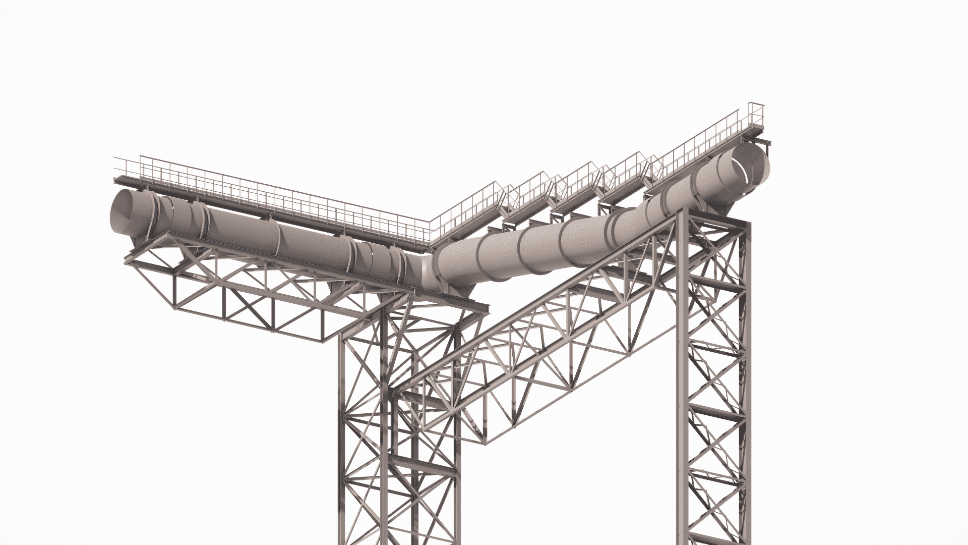 Design of an access bridge over the gas duct, including calculation of railings and deck deflection