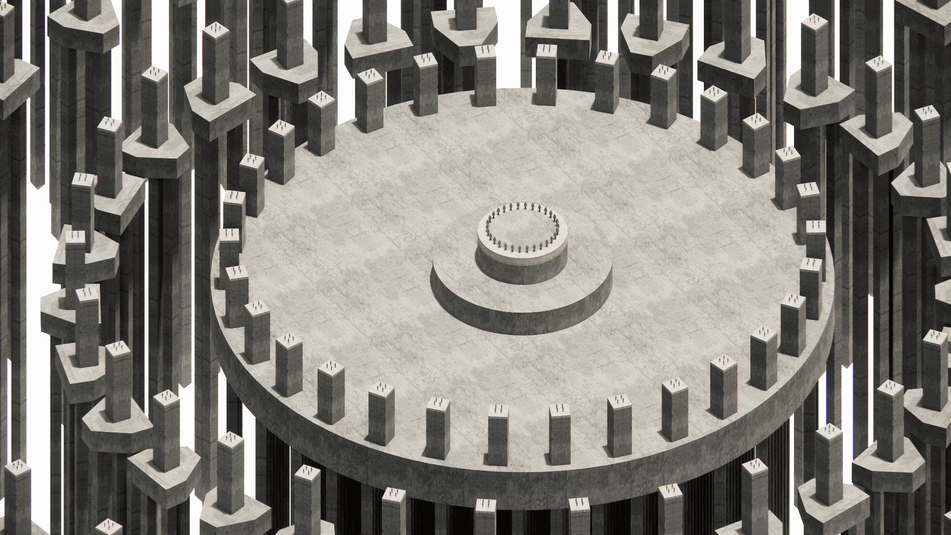 Detailed view of the pile cap and reinforcement layout beneath the central column of the 40-meter radial thickener, focusing on high-load connection details