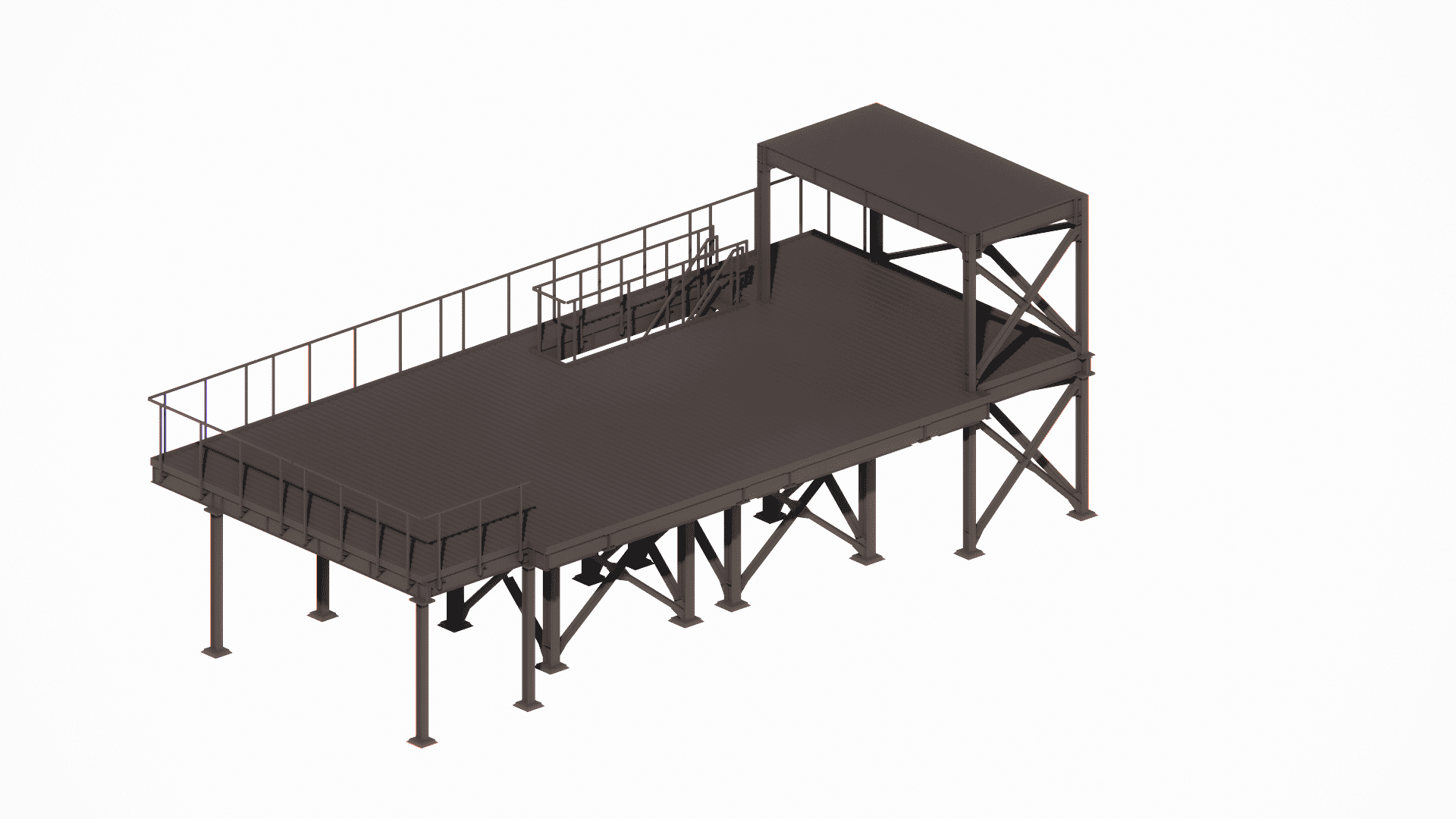 Service maintenance platform detailing, including ladder access, safety gates, and guardrail specifications
