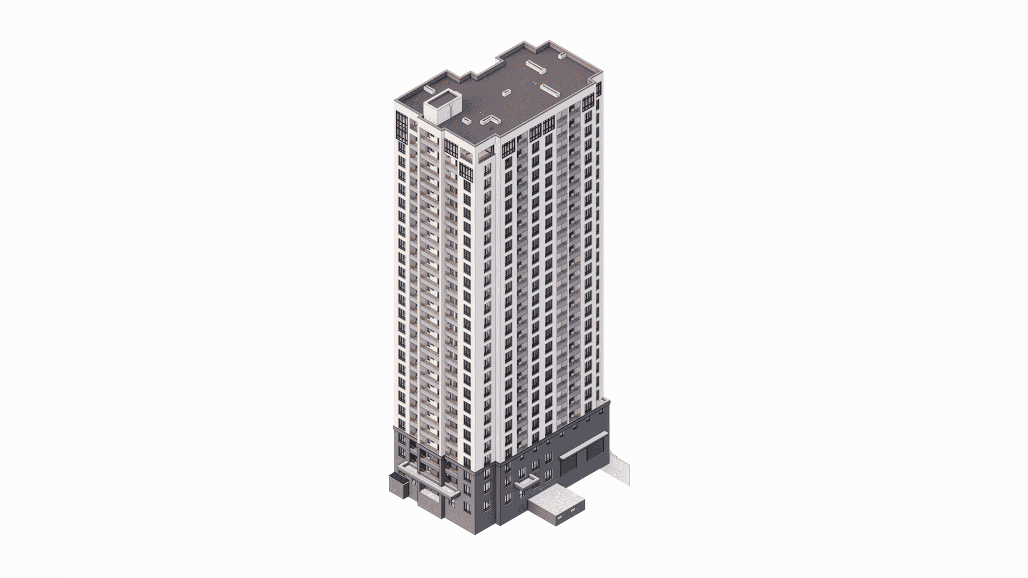 Revit modeling and coordination of high-performance curtain wall and stone cladding systems for a residential complex
