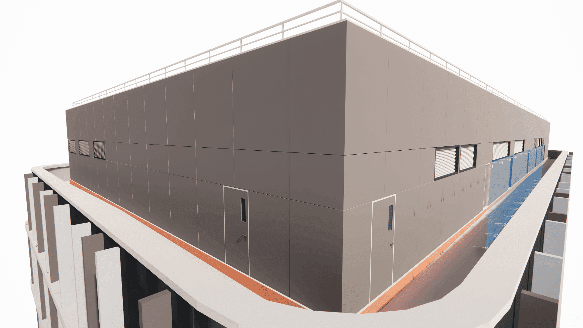 Shop drawings preparation for standard aluminum panel cladding on a 7-story commercial structure