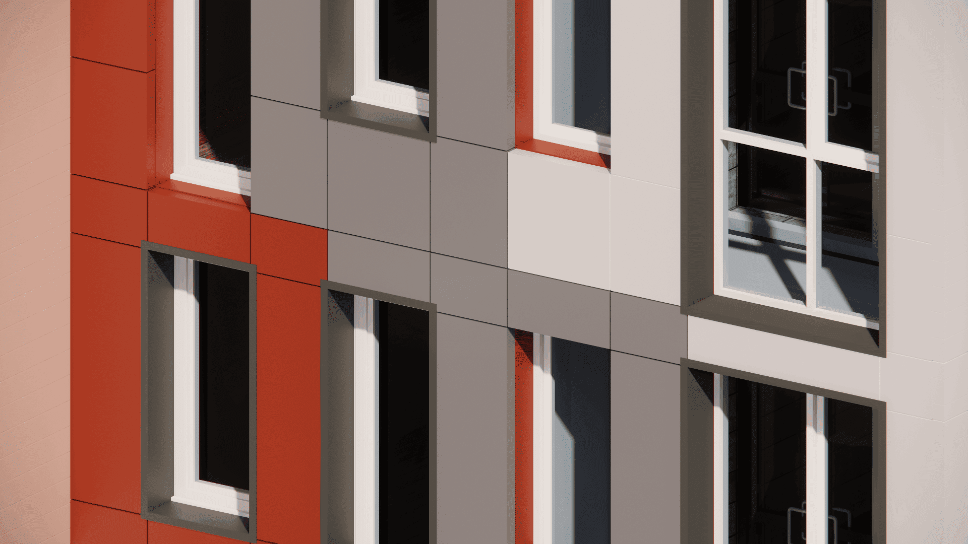Revit modeling of the structural support system for large glass balconies on a luxury apartment building