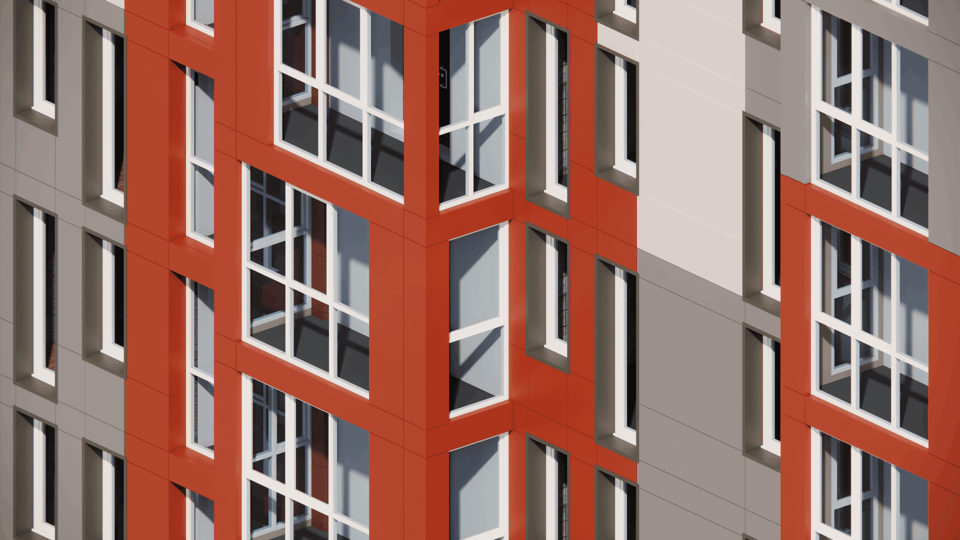 Detailed Revit modeling of facade panel joints and expansion details around residential balcony openings