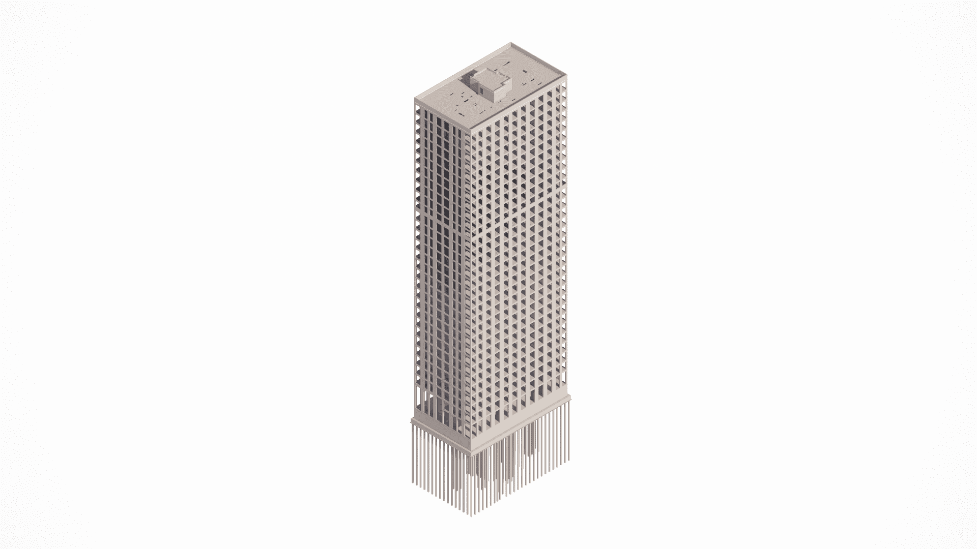 Architectural 3D model of the two-story electrical substation building