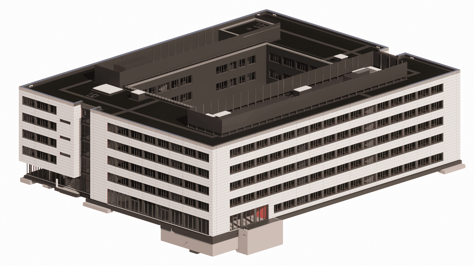 BIM detailing of unitized curtain wall systems for a commercial retail center, executed entirely in Revit