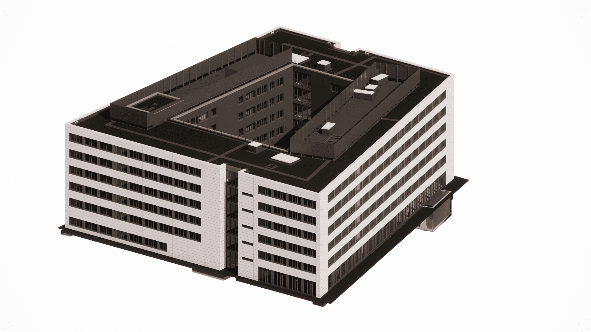 Building with facade cladding designed with precise modeling for accurate fabrication