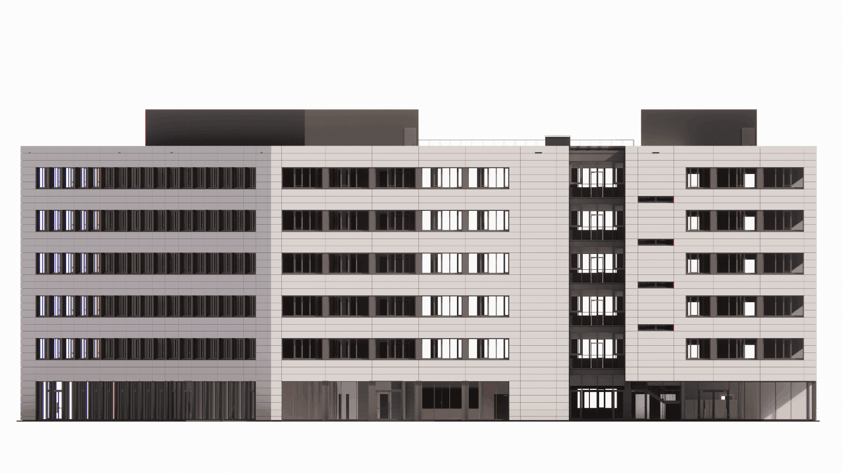 Coordination view of the facade system and adjacent windows in a major city project