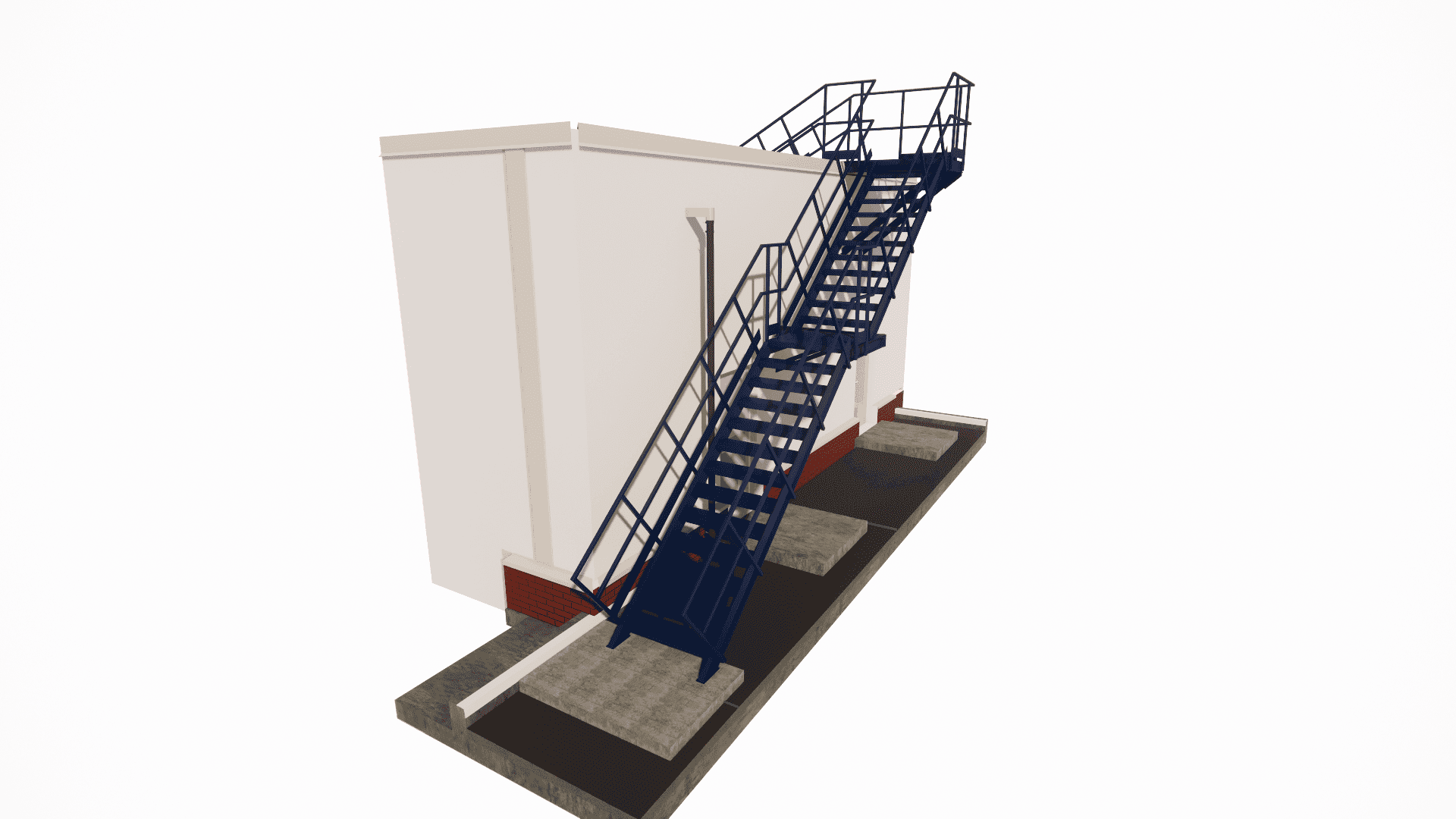 Design of external steel emergency egress staircases, ensuring anti-corrosion protection for operational conditions