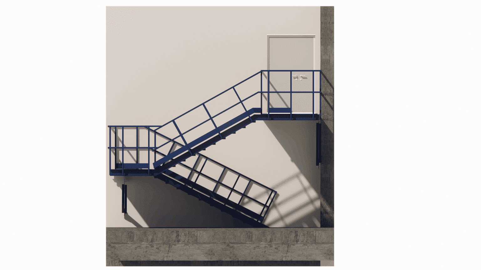Structural design of steel staircases with intermediate landings for industrial buildings