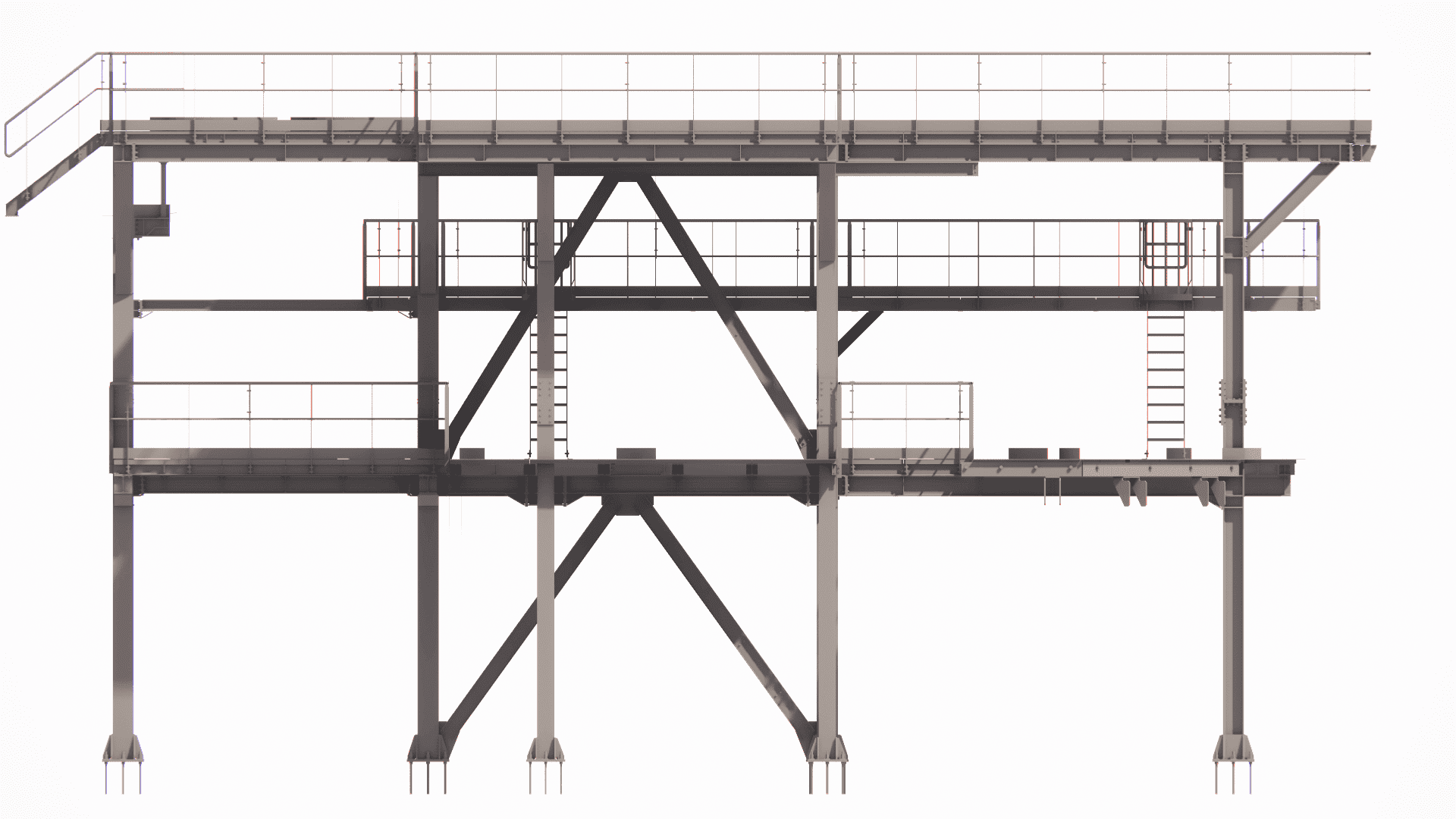 BIM model of a multi-level service platform for industrial machinery access, compliant with OSHA standards