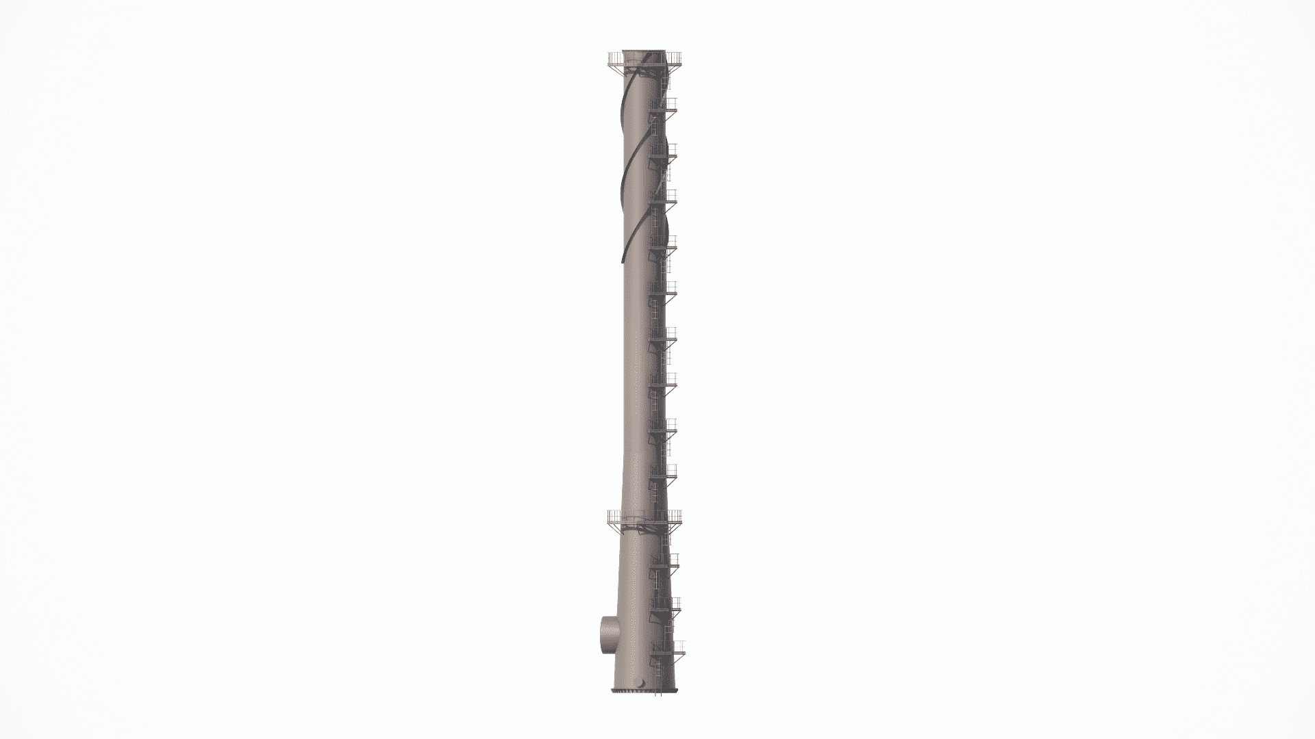 Modeling of an 80-meter high steel exhaust stack, including stability analysis and wind load calculation