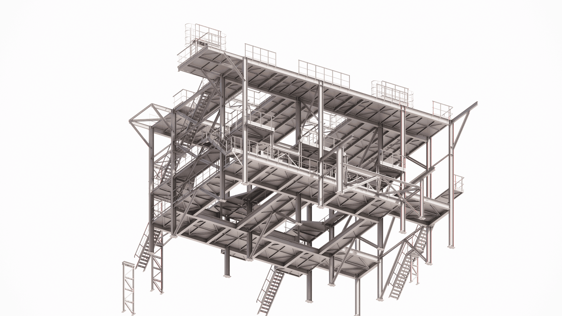 Structural calculation and 3D modeling of industrial work platforms, resistant to equipment vibration loads