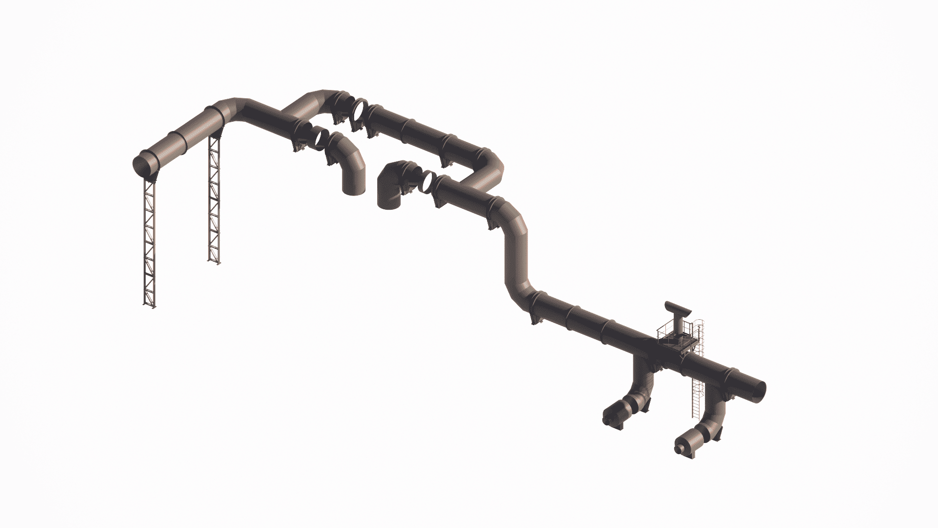 Design and detailing of the specific support system used for securing the gas duct