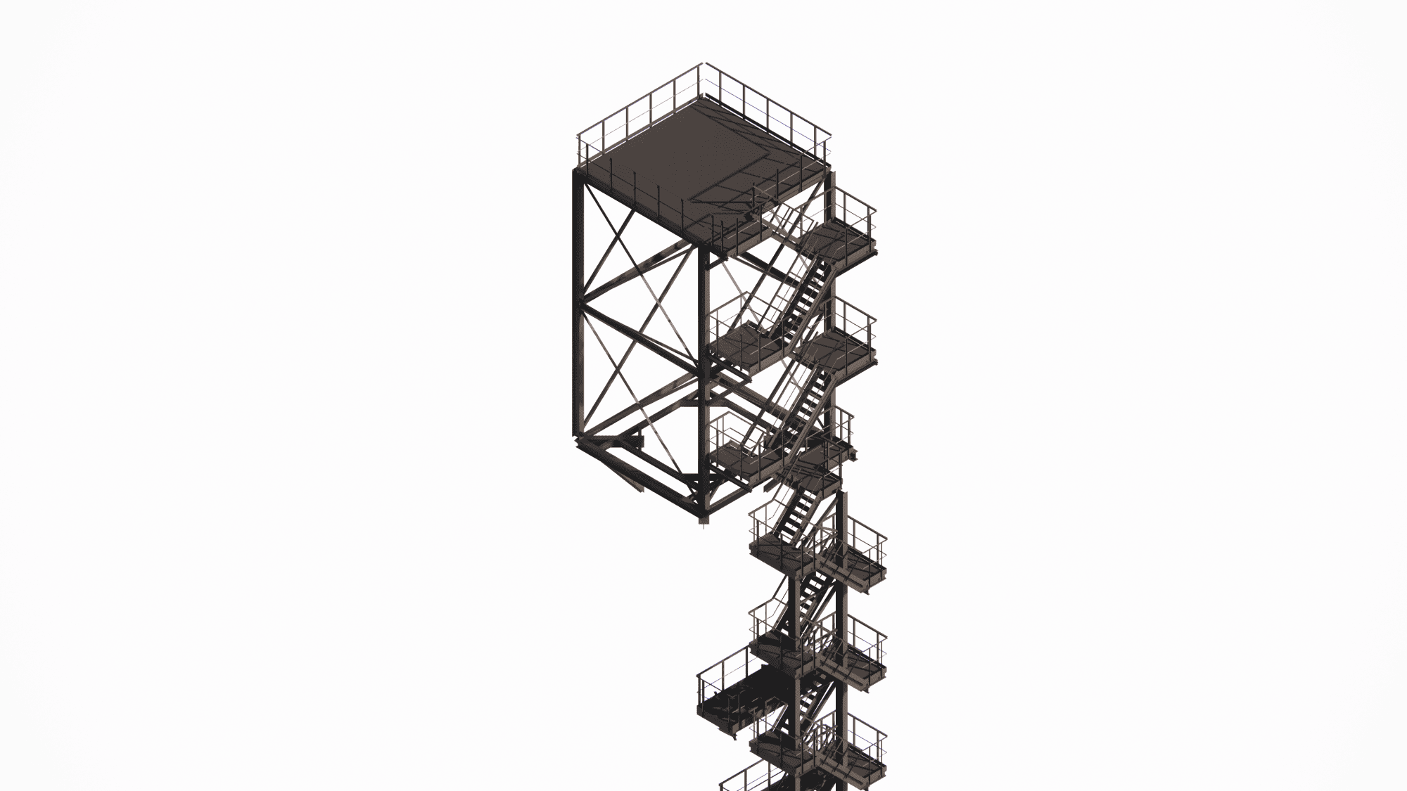 BIM modeling and detailed structural analysis of a tall, slender industrial steel frame in Tekla, specifically checked for slenderness and second-order effects