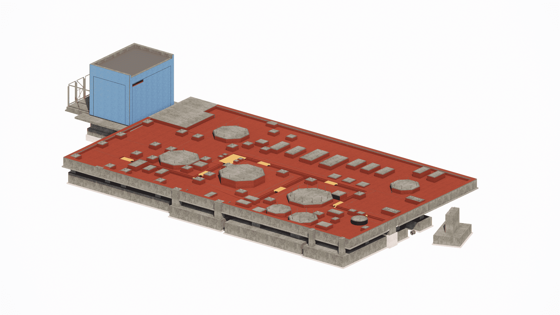 Design of foundations for the installation of various equipment and metal frames.