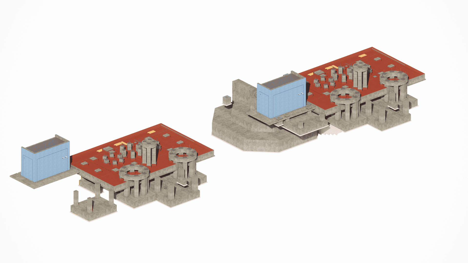 Detailed Revit view showing the complex reinforcement layout within a deep reinforced concrete foundation, governed by seismic design requirements