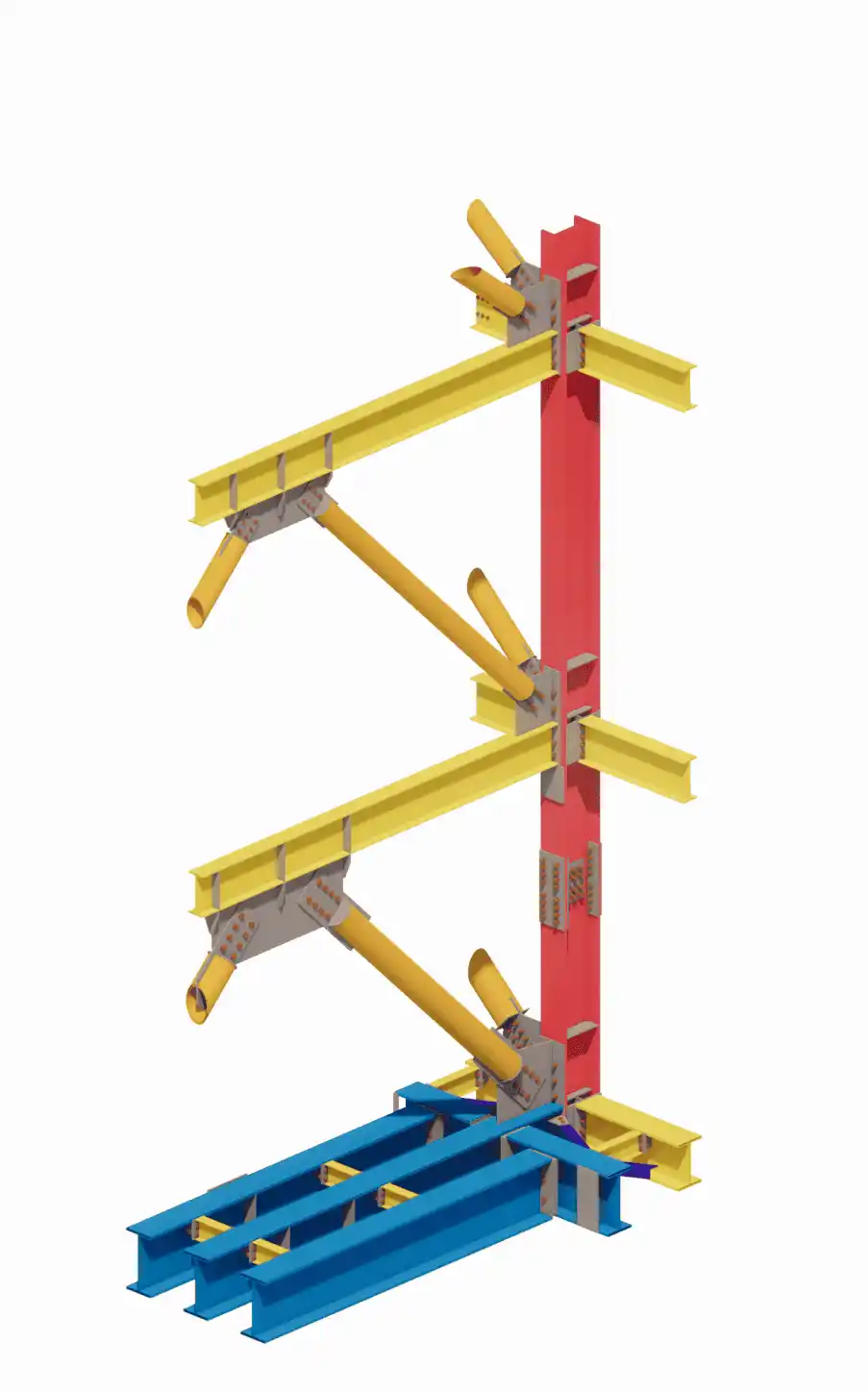 Advanced steel detailing and BIM modeling using Tekla Structures for commercial projects in the USA and Canada
